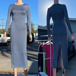 Navy Maxi Crewneck Long Sleeve Dress